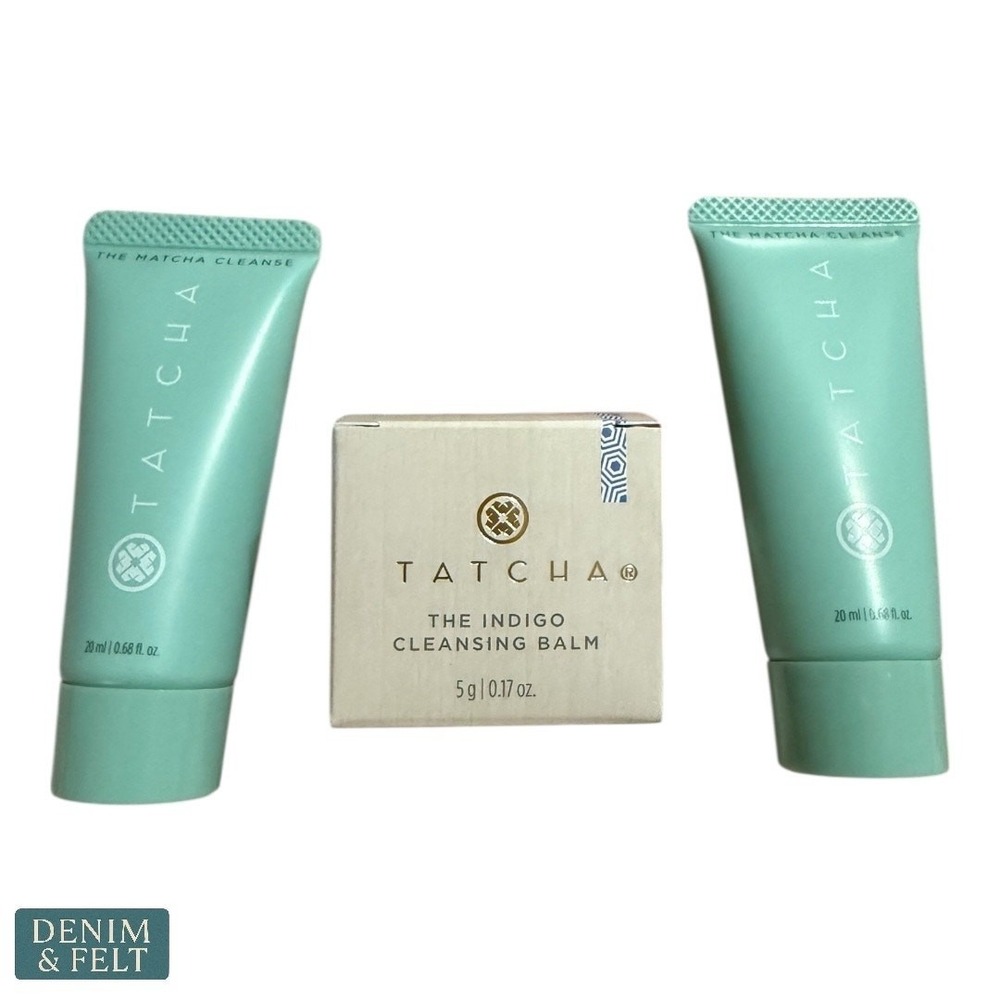 NEW Tatcha Mini Skincare Set Matcha Cleanse + Indigo Cleansing Balm 3pc